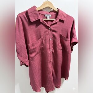 NWT-Alison Joy Lauren Evereve Red Button-Up Shirt